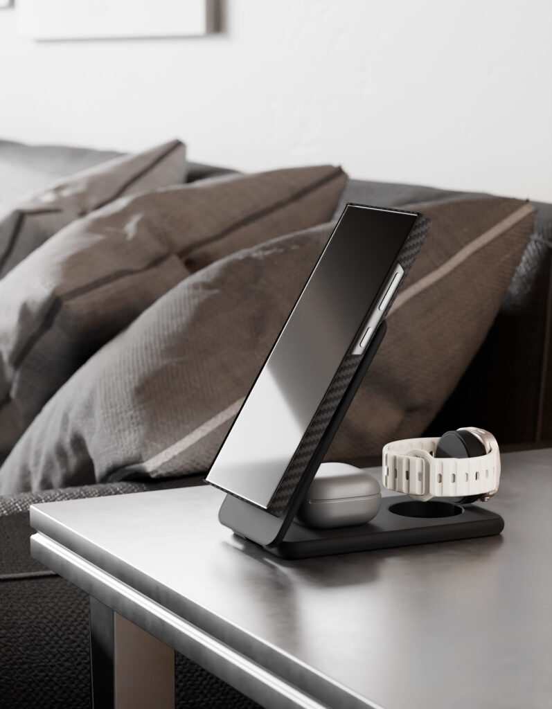 Беспроводное зарядное устройство VLP Alum Power Pro 3 in 1, для Samsung, черный, картинка 6