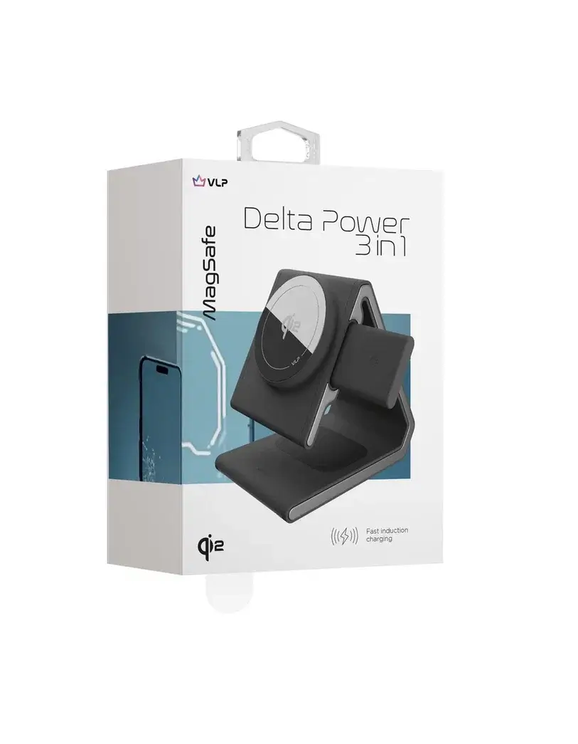 Беспроводное зарядное устройство VLP Delta Power 3 in 1, черное, картинка 8