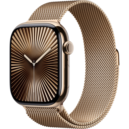 Apple Watch Series 10 GPS 46 mm, Gold Titanium Case with Stainless Steel Milanese Loop