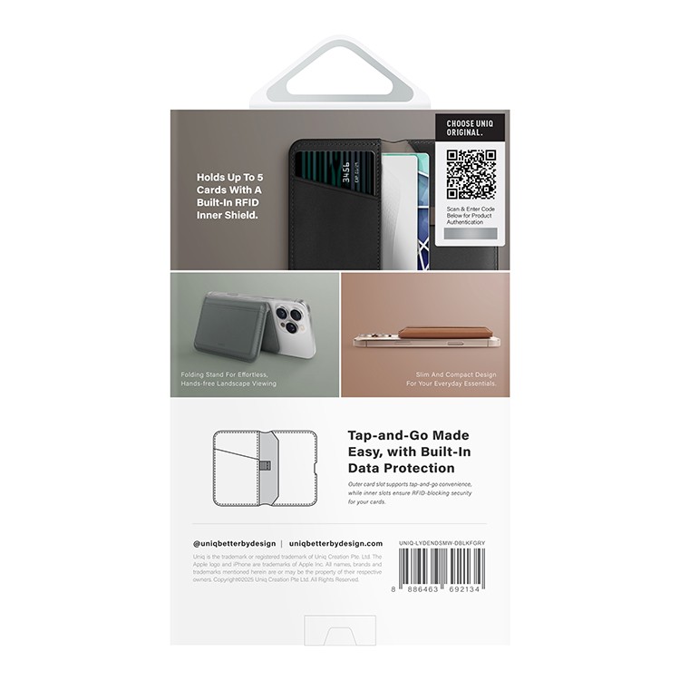 Чехол-бумажник UNIQ Lyden Duo Series, Dallas Black / Flint Gray, картинка 5