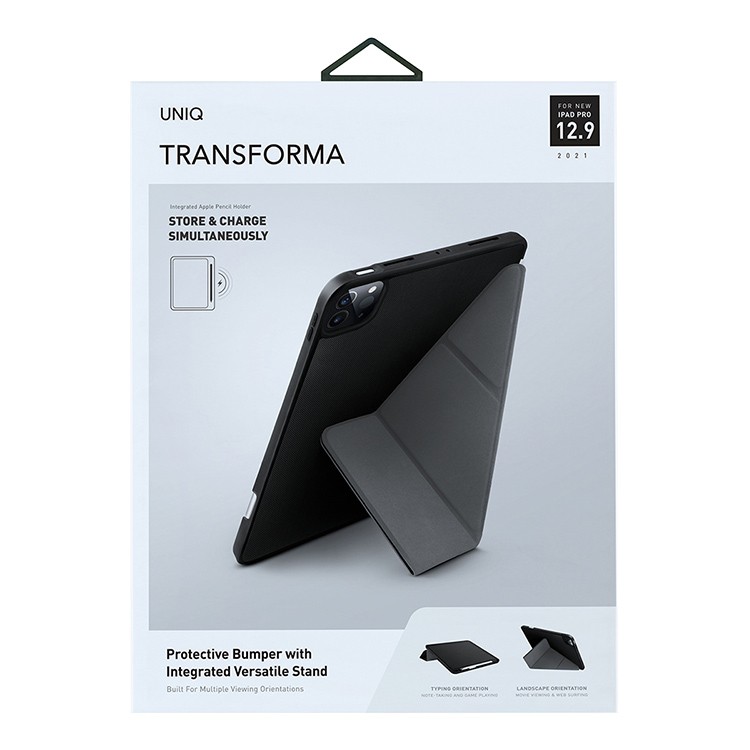 Чехол UNIQ Transforma Store+Charge Apple Pencil для iPad Pro 12.9 (2018-2022), черный, картинка 4
