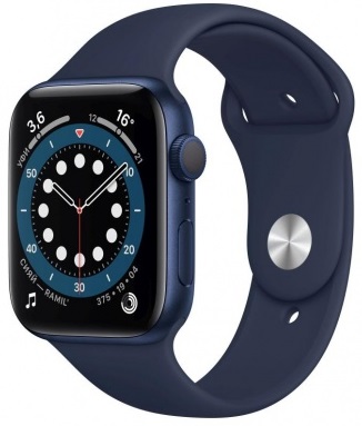 Часы Apple Watch Series 6 GPS 44mm Blue Aluminium Case with Deep Navy Sport Band (M00J3RU/A)