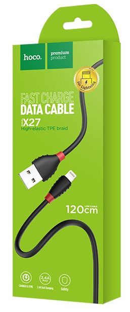 Кабель HOCO X27 Lightning to USB Cable 1.2m - Black, картинка 3