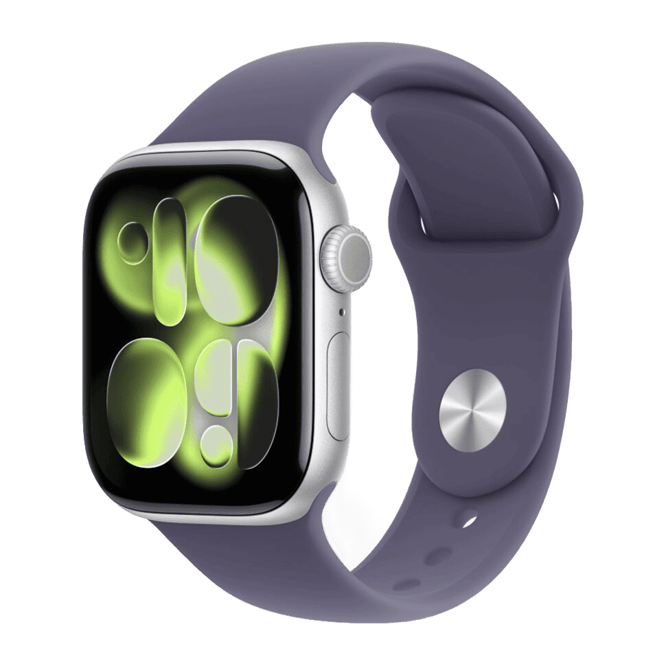 Apple Watch Series 11 GPS 46 мм, алюминий цвета «Silver», спортивный ремешок цвета «Purple Fog»
