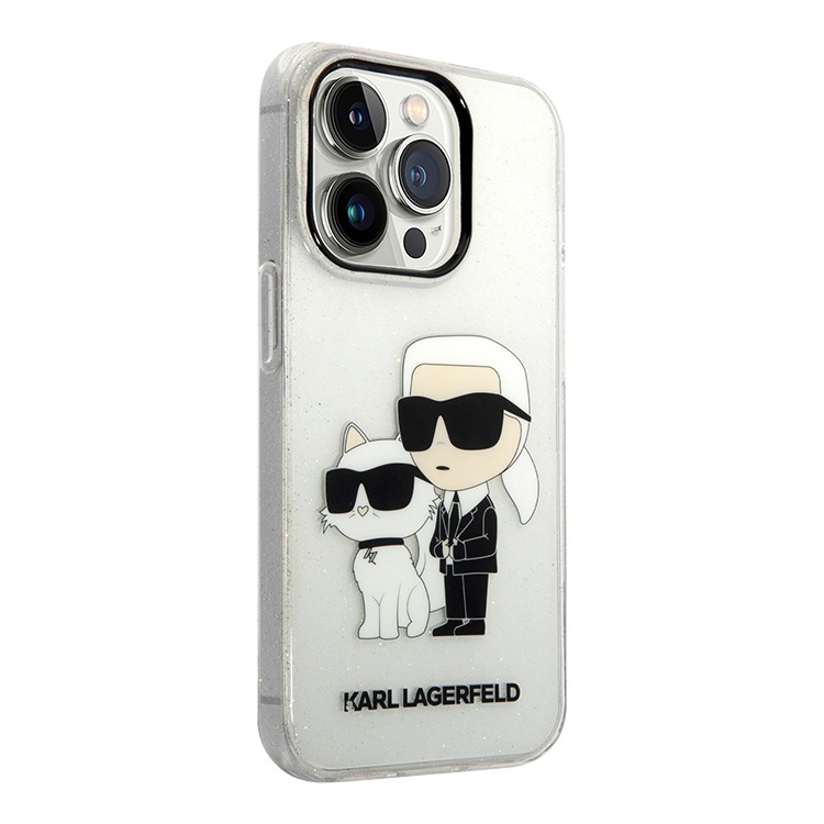 Чехол для iPhone 15 Pro Max KARL LAGERFELD PC/TPU NFT Karl & Choupette Hard Glitter Transparent, картинка 2
