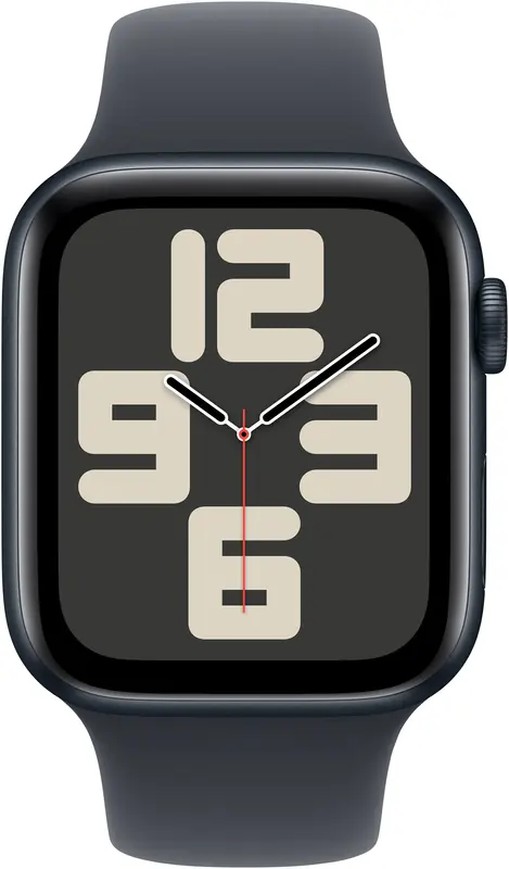 Apple Watch SE 2024, 44 мм, алюминий цвета «Midnight», спортивный ремешок цвета «Midnight» M/L, картинка 2