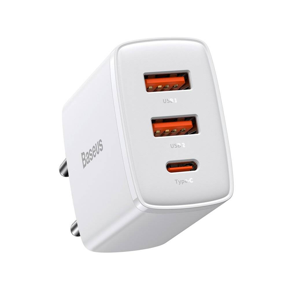 Сетевое зарядное устройство Baseus Compact Fast Charger 30W 2USB+Type-C, белый, картинка 1