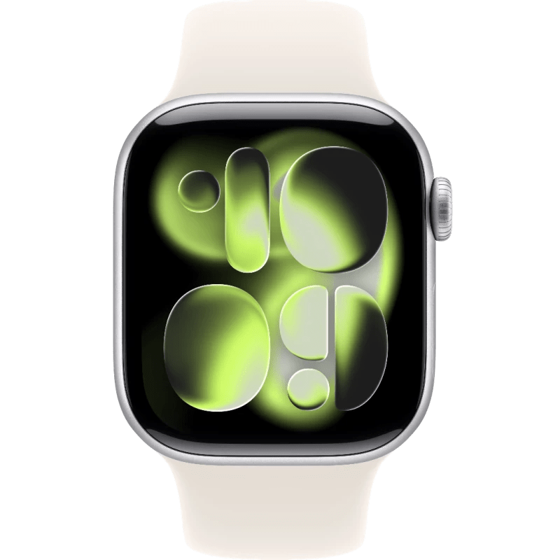 Apple Watch Series 11 GPS 42 мм, алюминий цвета «Silver», спортивный ремешок цвета «Starlight», картинка 2