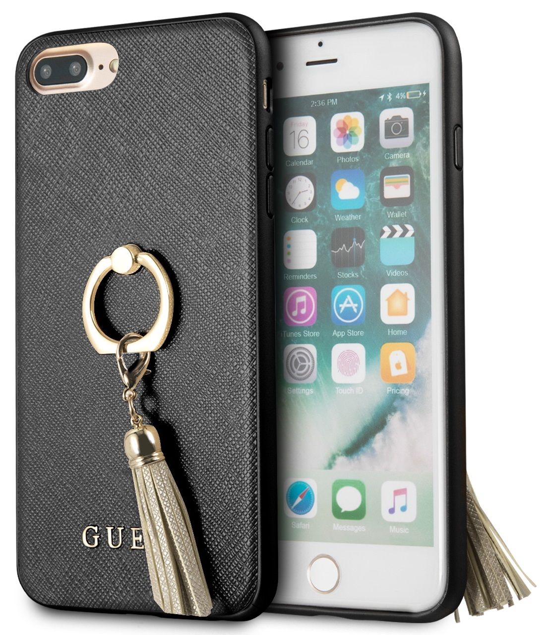 Чехол GUESS iPhone 7/8 Plus Saffiano Hard Ring Black, слайд 1
