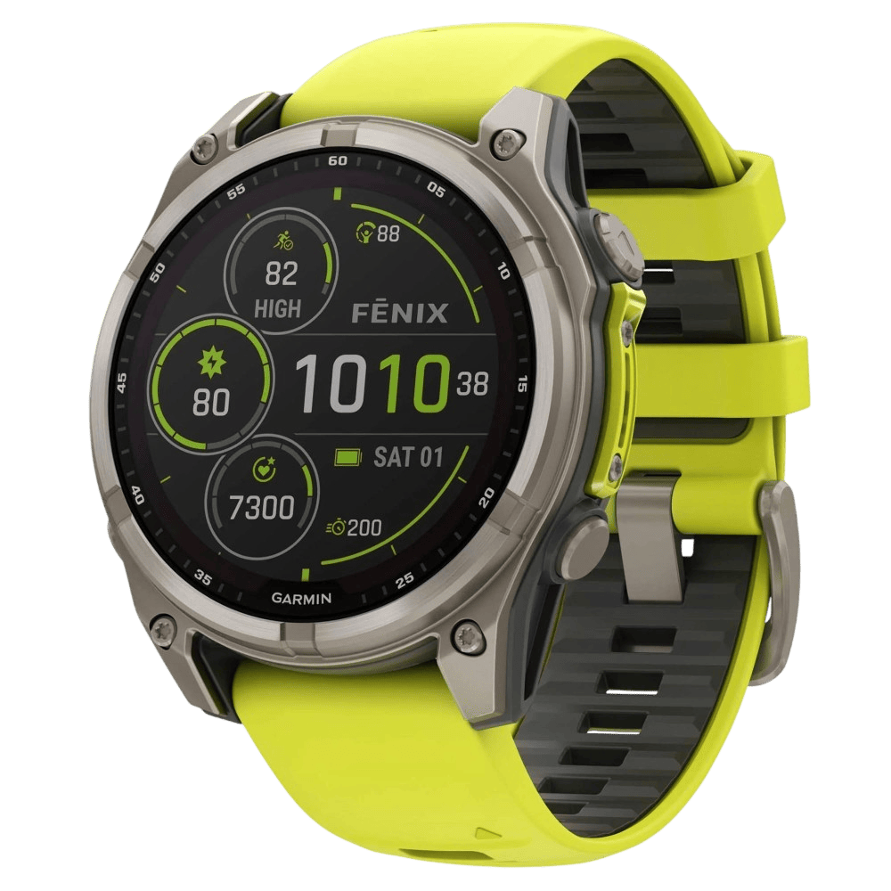 Умные часы Garmin Fenix 8 51mm Solar Sapphire Titanium  Amp Yellow/Graphite Silicone Band