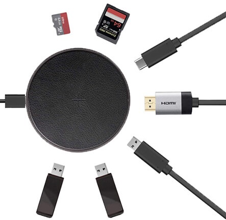 Разветвитель EnergEA WiHub USB-C с функцией беспроводного ЗУ (5/7.5/10W) Aluminium Black, картинка 2