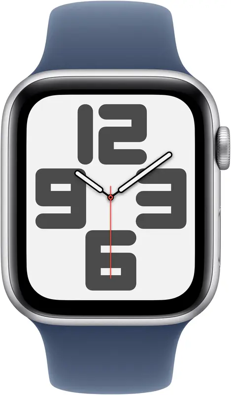 Apple Watch SE 2024, 44 мм, алюминий цвета «Silver», спортивный ремешок цвета «Blue» S/M, картинка 2