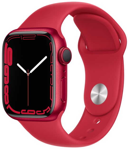 Часы Apple Watch Series 7 GPS 41mm Red Aluminum Case with Red Sport Band ( MKN23RU/A)