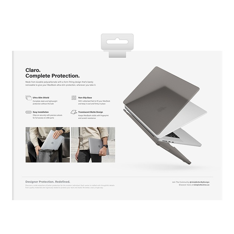 Чехол-накладка UNIQ Claro для MacBook Air 13 2020 Matte Grey, картинка 4