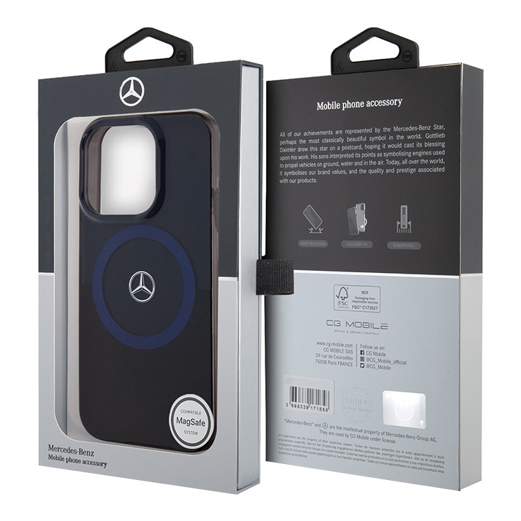 Чехол для iPhone 16 Pro Max MERCEDES Double layer Bicolor Hard Blue/Black MagSafe, картинка 5