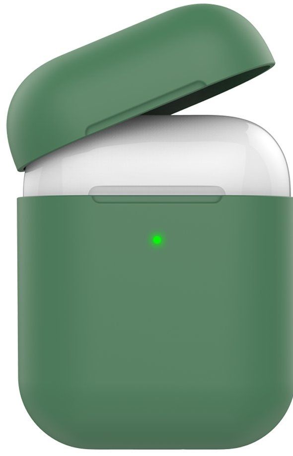 Силиконовый чехол Deppa Ultra Slim для Air Pods 1/2 тёмно-зелёный, картинка 2