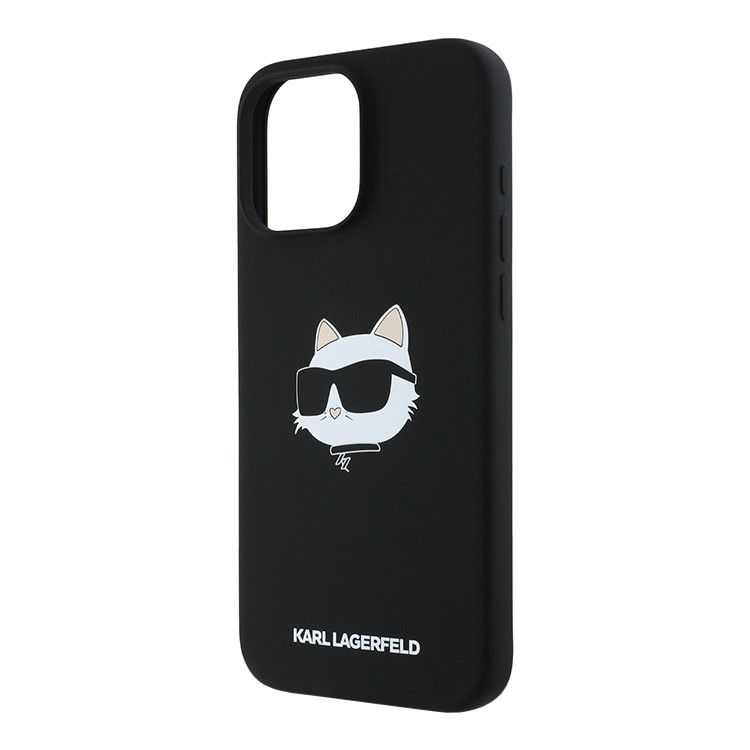Чехол для iPhone 16 Pro Max KARL LAGERFELD Liquid Silicone NFT Karl & Choupette Hard Black MagSafe, картинка 3