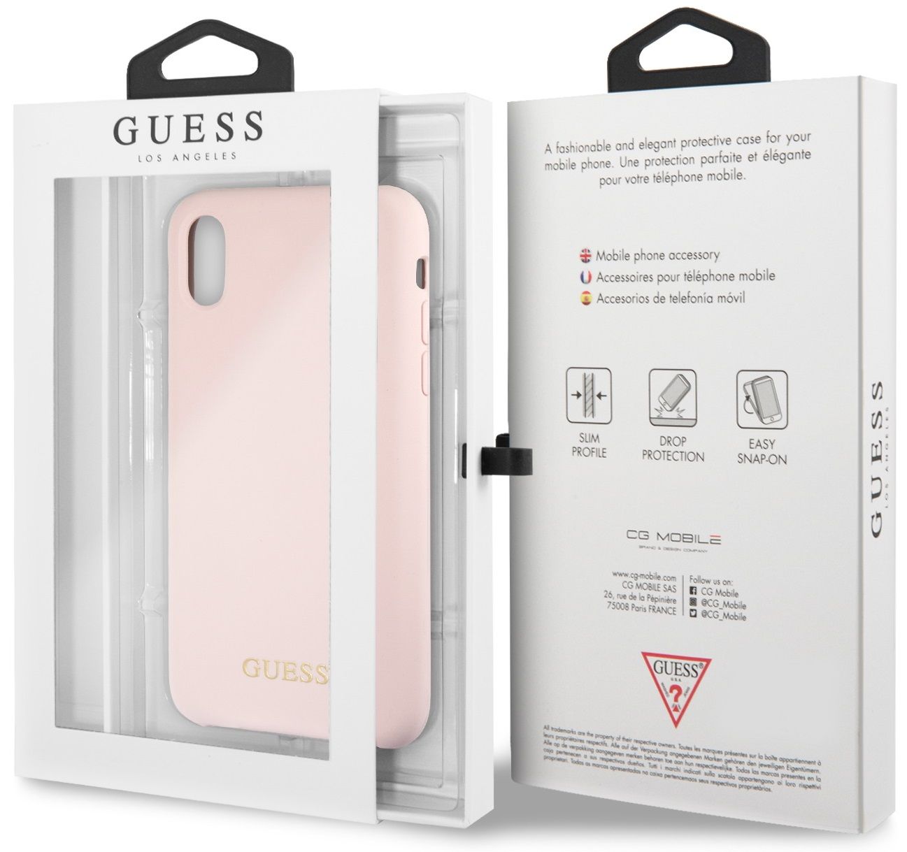 Чехол GUESS iPhone X/XS Silicone Collection светло-розовый, слайд 4