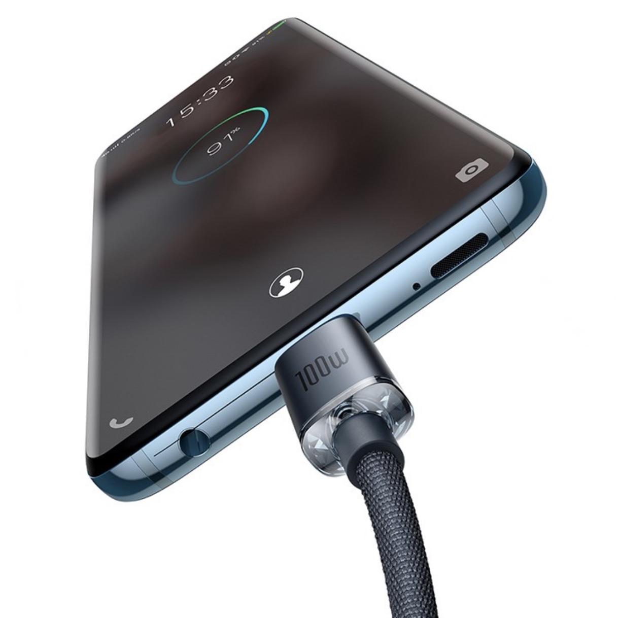 Кабель BASEUS Crystal Shine Series Type-C to Type-C 100W 1.2m CAJY000601 Blue, картинка 2