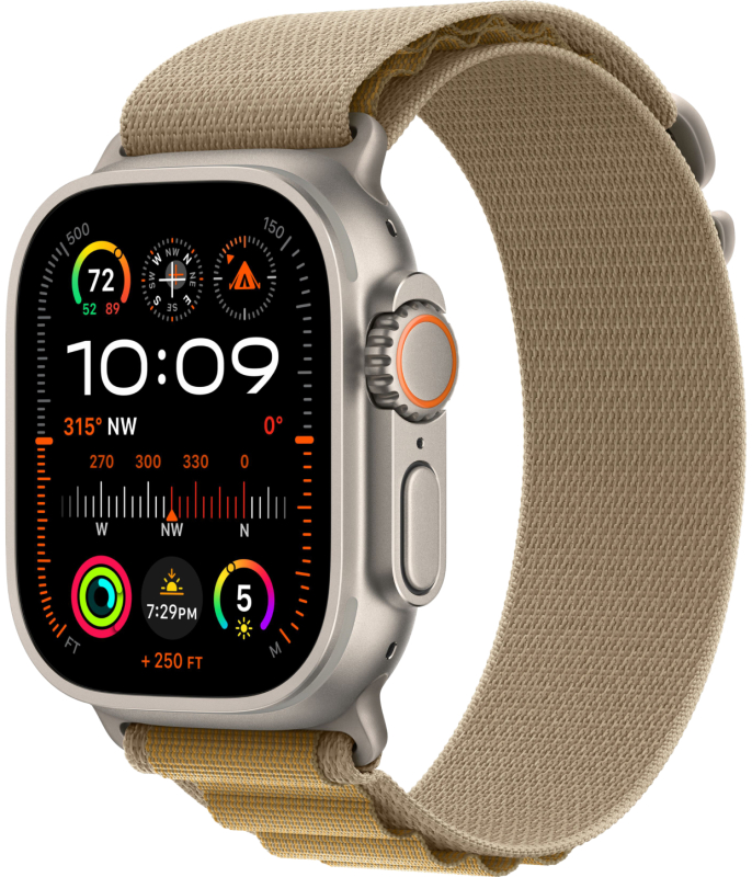 Apple Watch Ultra 2 GPS + Cellular, 49 мм, бежевый титан, ремешок Alpine цвета "загар"