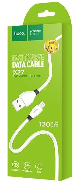 Кабель HOCO X27 Lightning to USB Cable 1.2m - White, картинка 2