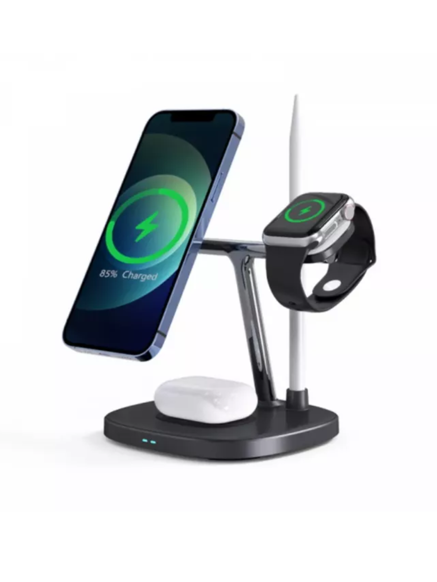 Беспроводное зарядное устройство WiWU M8 Power Air 4 in 1 Wireles Charger 15W Black, картинка 1