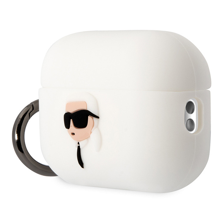 Чехол для AirPods Pro 2 KARL LAGERFELD Silicone case with ring NFT 3D Karl White, картинка 3