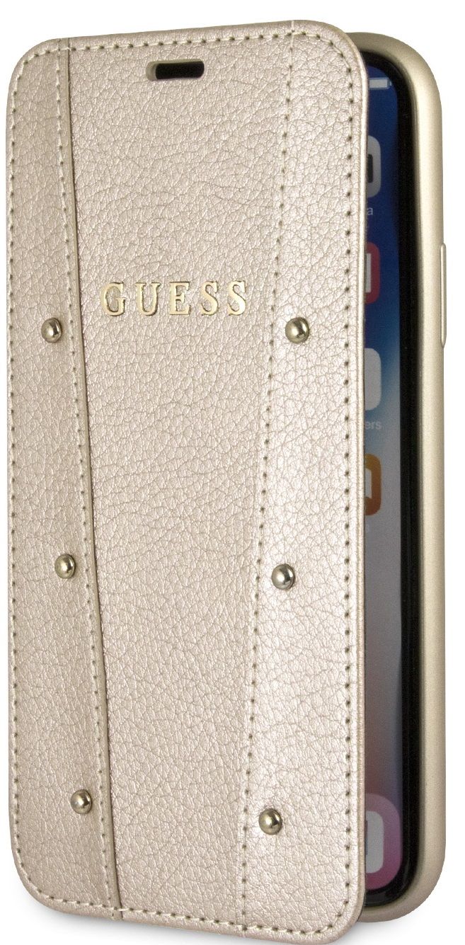 Чехол книжка GUESS iPhone X/XS KAIA collection золотой, картинка 2