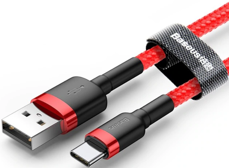 Кабель BASEUS 3A USB Type-C Quick Charge Cable 1.0m - Black/Red, картинка 1