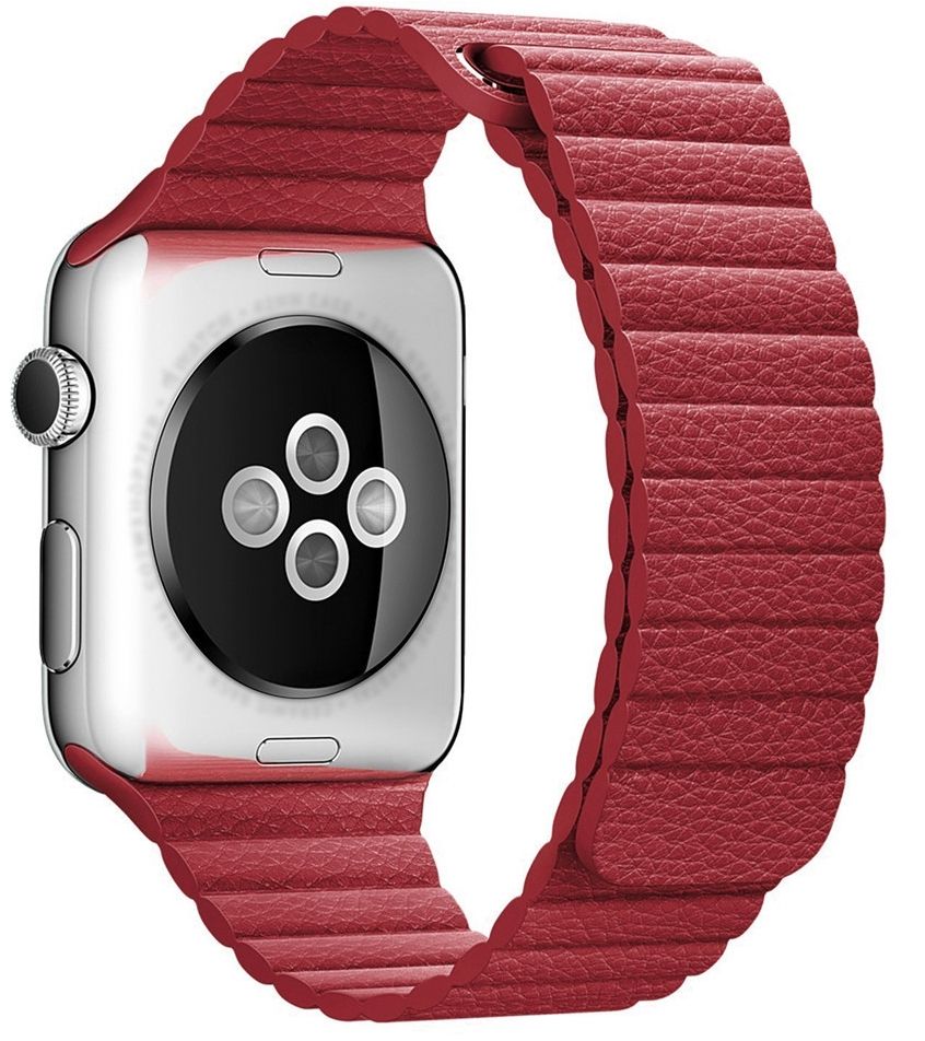 Ремешок кожаный для Apple Watch 38mm Red