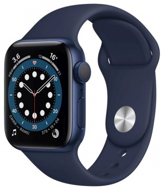 Часы Apple Watch Series 6 GPS 40mm Blue Aluminium Case with Deep Navy Sport Band (MG143RU/A)