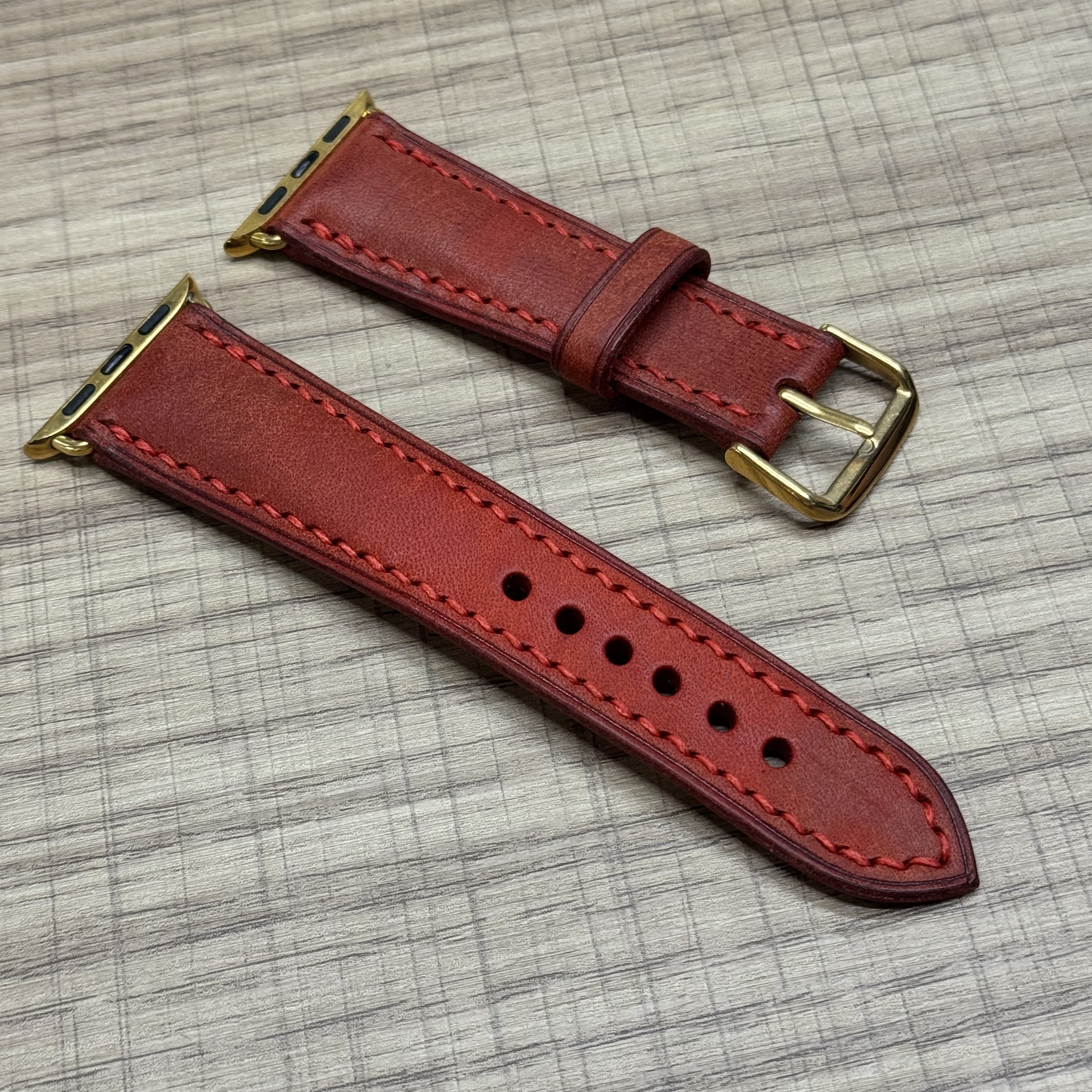 Ремешок для Apple Watch кожаный ручной работы 38/40/41mm Красный, картинка 2