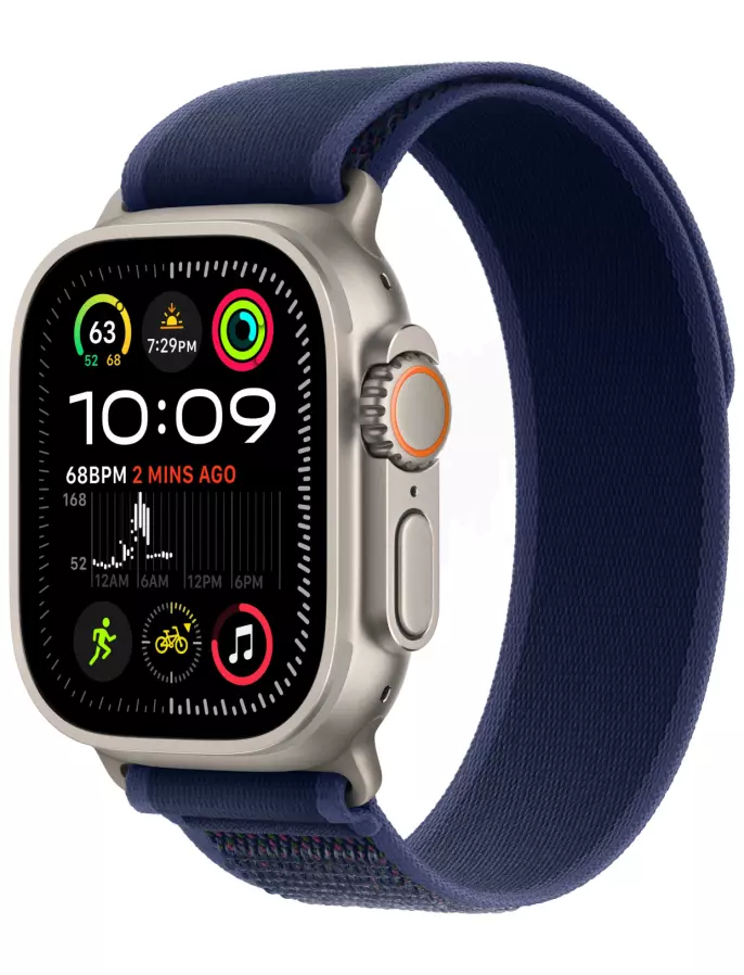 Apple Watch Ultra 2 GPS + Cellular, 49 мм, бежевый титан, ремешок Trail голубого цвета