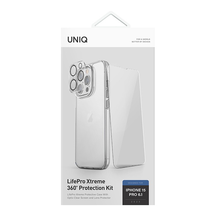 Чехол для iPhone 15 Pro UNIQ LifePro Xtreme 360 Protection Kit Clear, картинка 6
