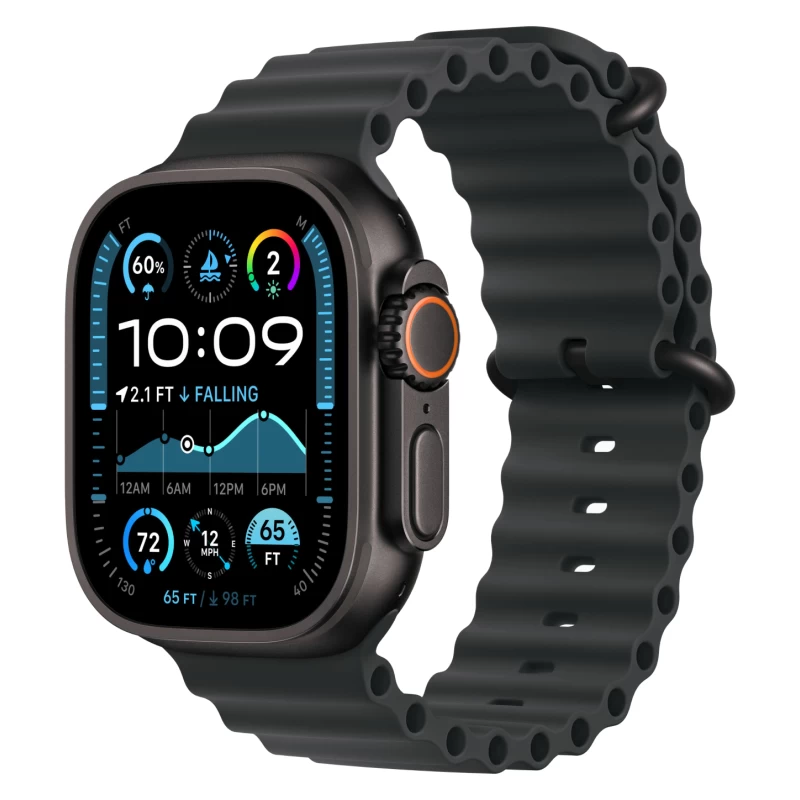 Apple Watch Ultra 2 GPS + Cellular, 49 мм, черный титан, ремешок Ocean черного цвета, картинка 1