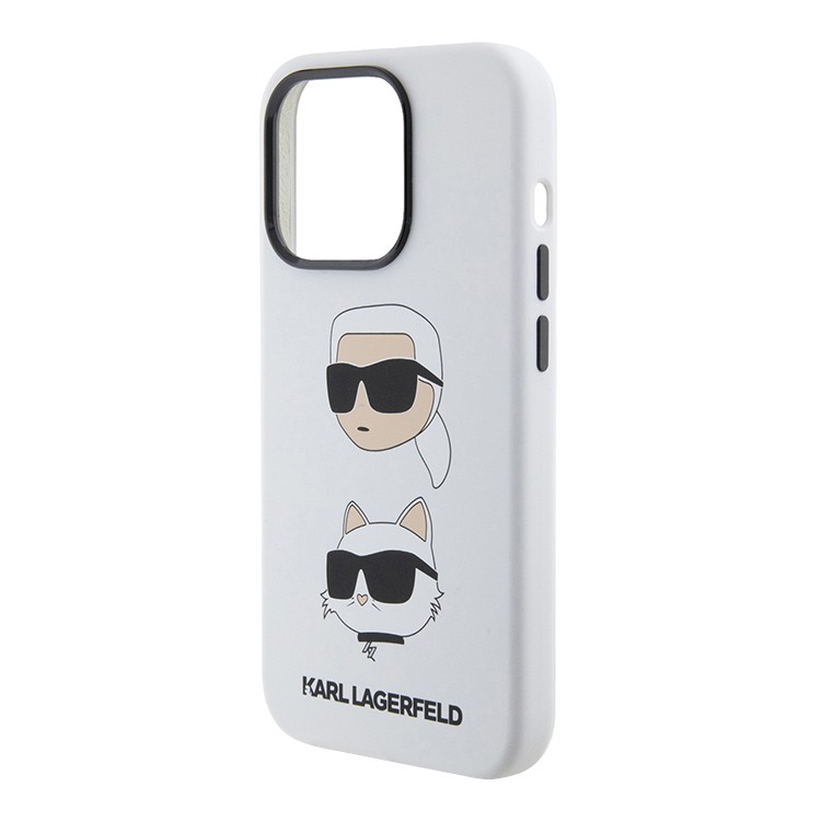 Чехол для iPhone 15 Pro KARL LAGERFELD Liquid Silicone NFT Karl & Choupette heads Hard White