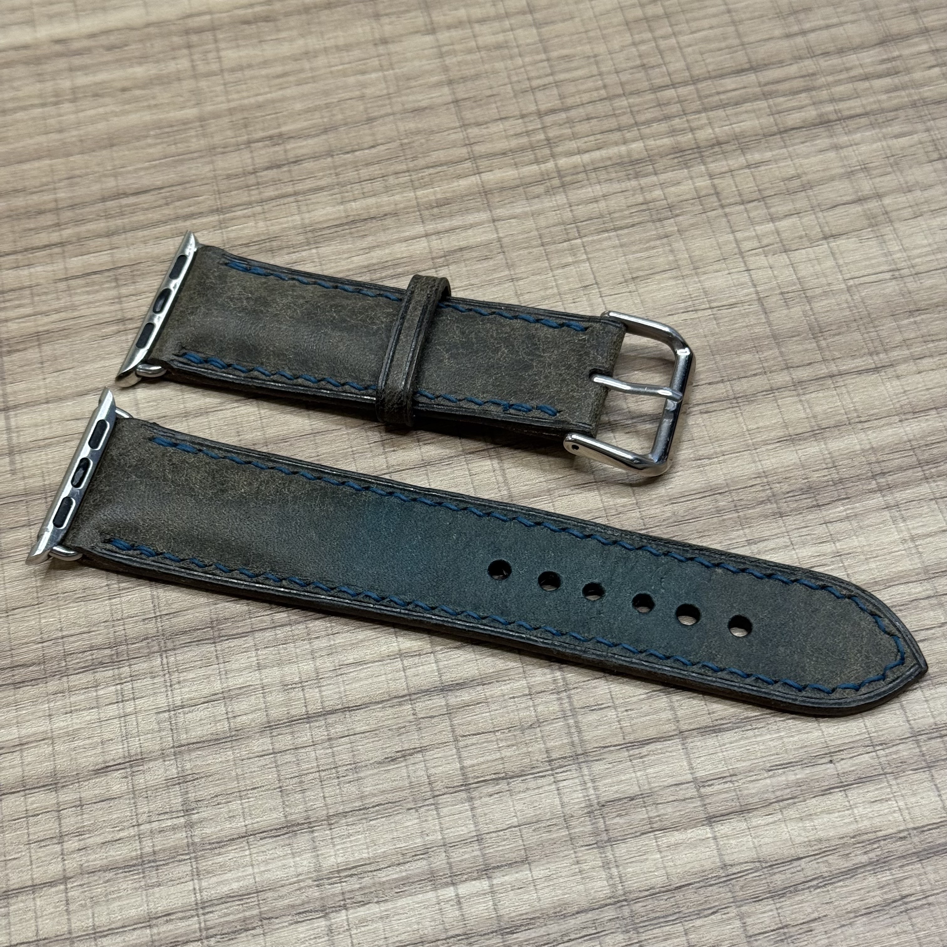 Ремешок для Apple Watch кожаный ручной работы 42/44/45/46/49mm Бирюзовый, картинка 2