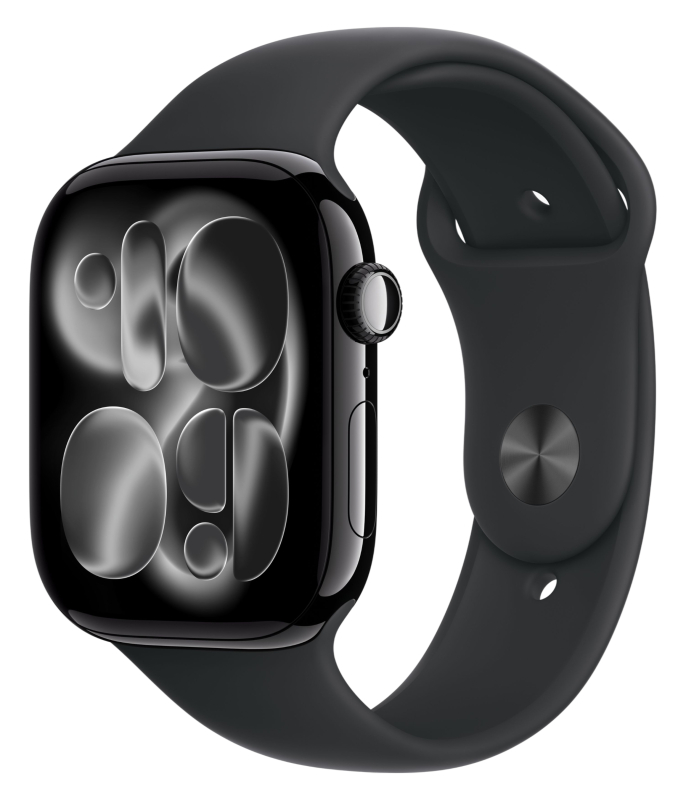 Apple Watch Series 11 GPS 46 мм, алюминий цвета «Jet Black», спортивный ремешок цвета «Black», картинка 1