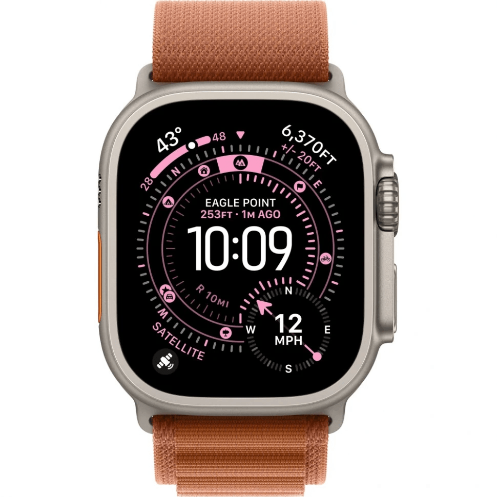 Apple Watch Ultra 3 GPS, 49 мм, натуральный титан, ремешок Alpine Loop цвета «Terra Cotta», картинка 2