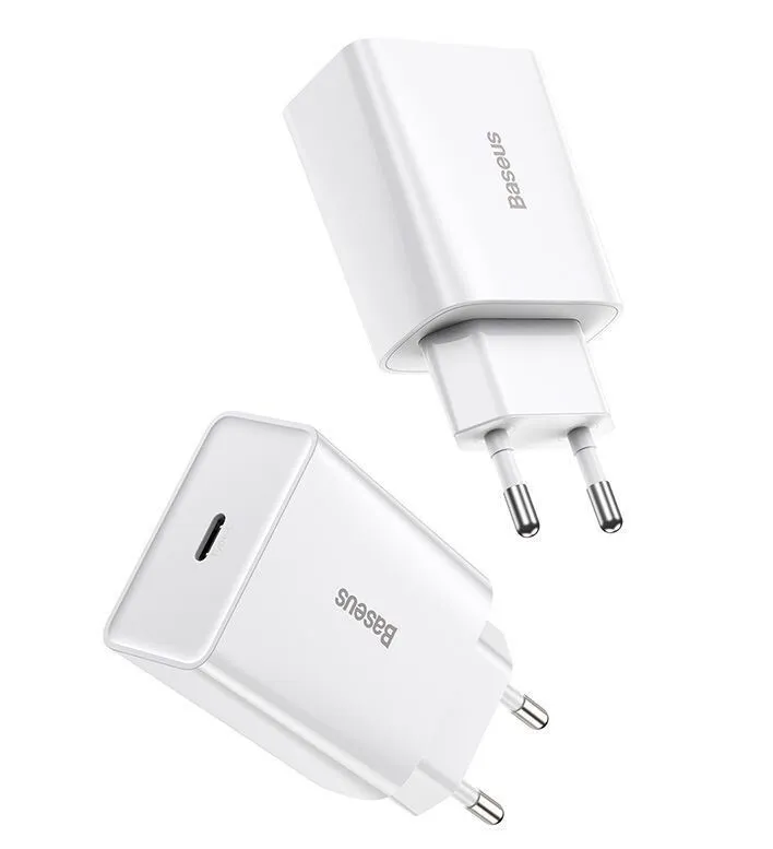Сетевое зарядное устройство Baseus Speed Mini Quick Charger 1C 2PD20W White, картинка 2