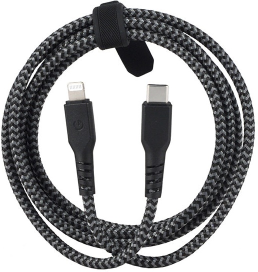 Кабель EnergEA FibraTough USB-C - Lightning MFI 1.5m чёрный, картинка 2