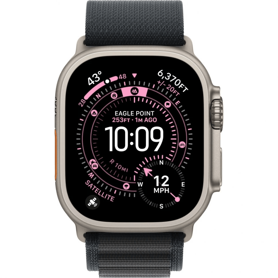Apple Watch Ultra 3 GPS, 49 мм, натуральный титан, ремешок Alpine Loop цвета «Black», картинка 2