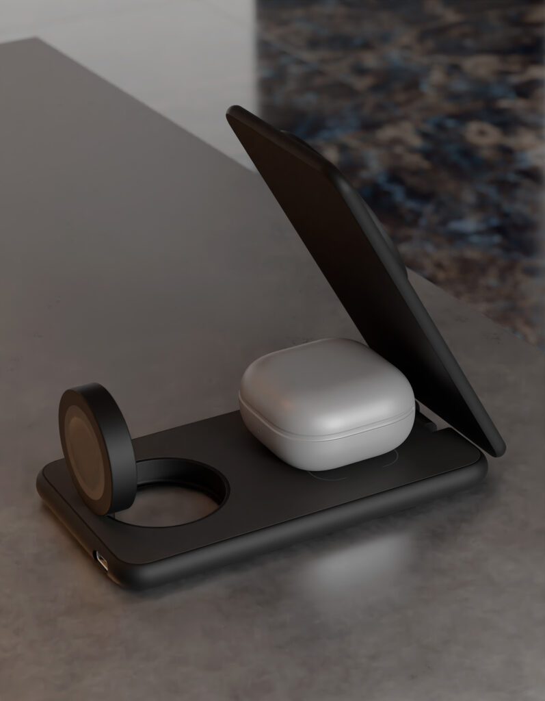 Беспроводное зарядное устройство VLP Alum Power Pro 3 in 1, для Samsung, черный, картинка 7