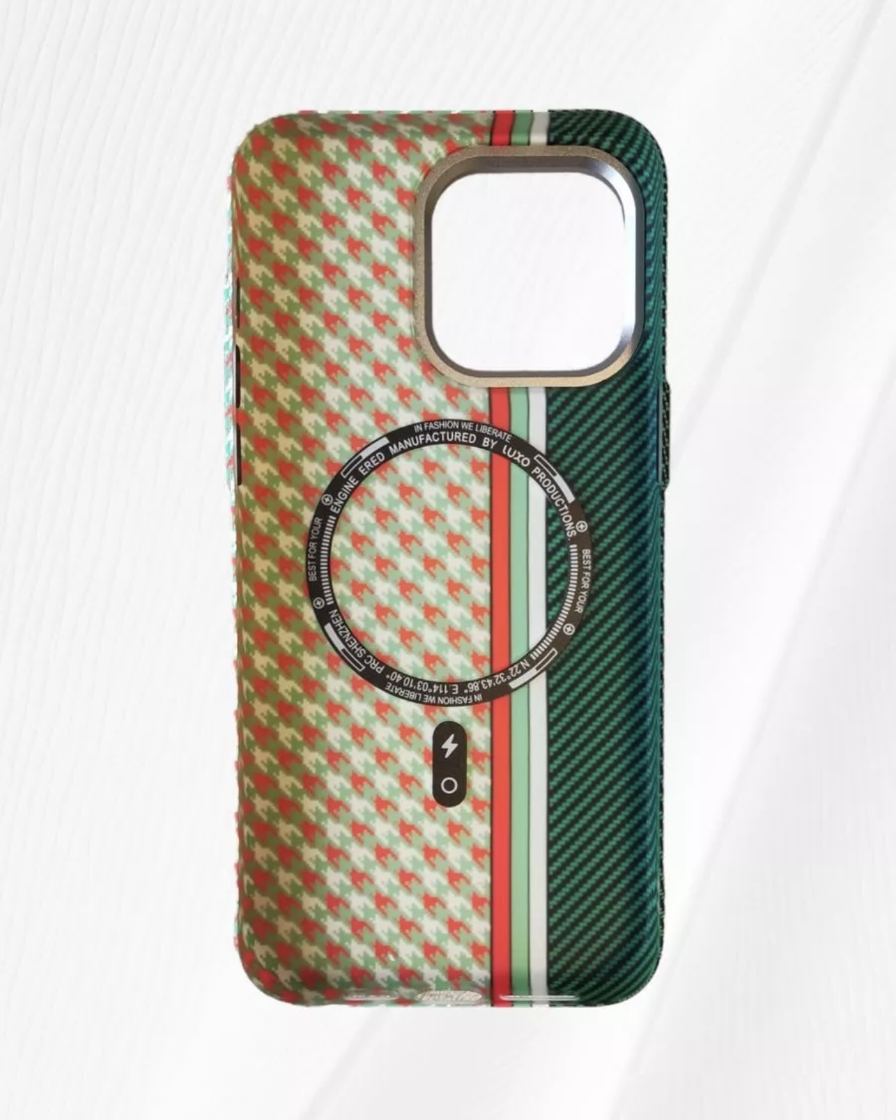 Чехол для iPhone 11 FreeAir карбон с MagSafe белый зеленый красный, картинка 2