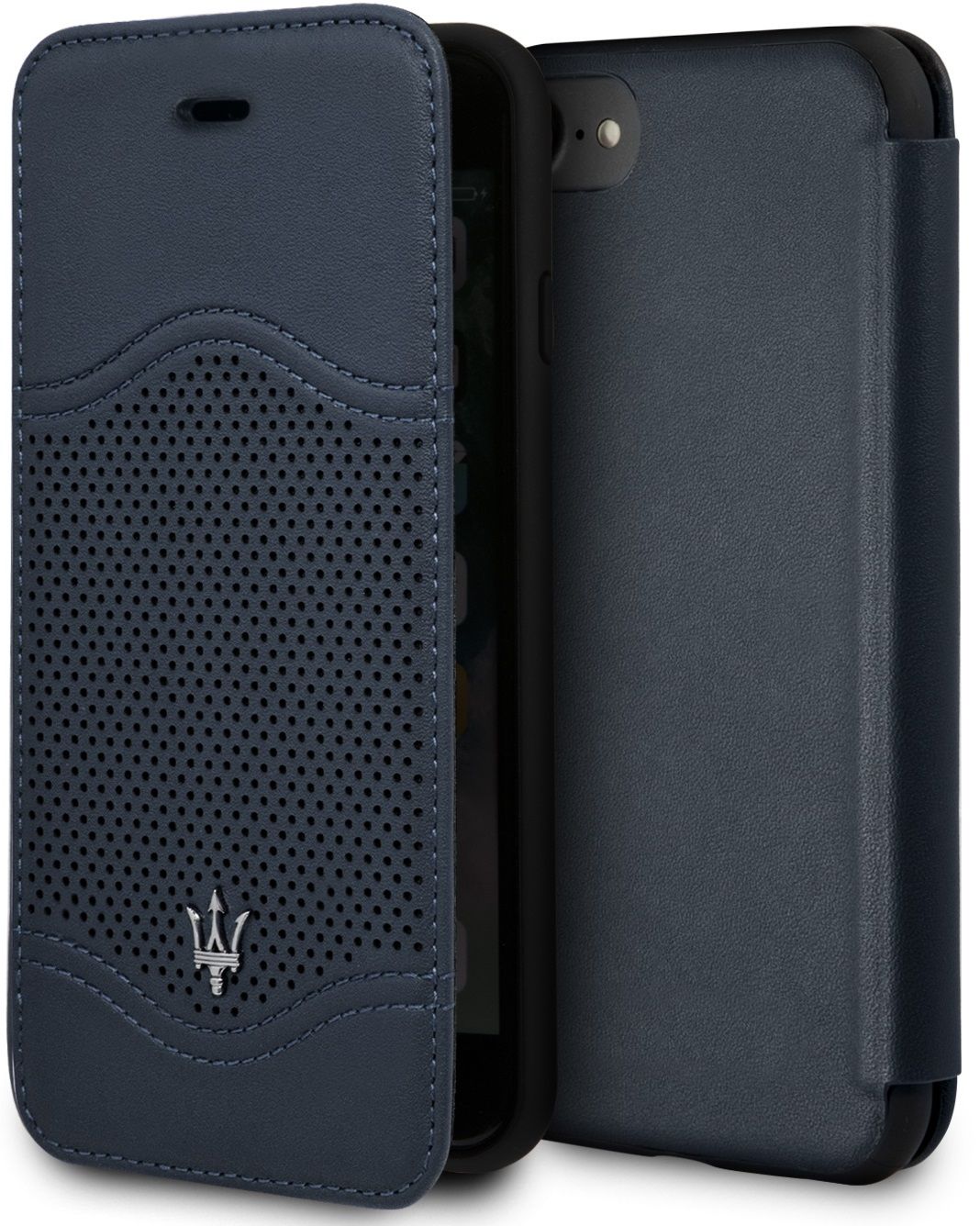 Чехол Maserati iPhone 7/8 Granlusso Leather Bookcase Navy, картинка 1
