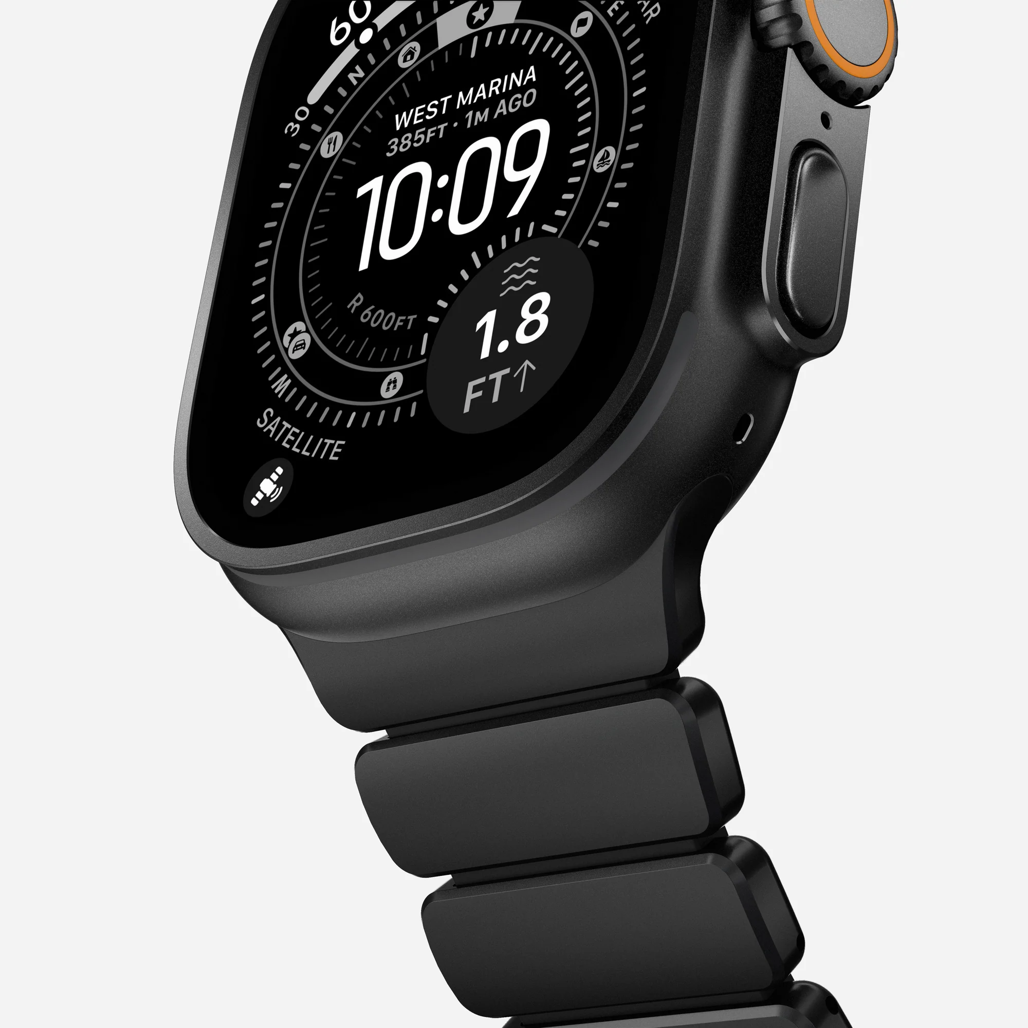 Ремешок Stratos Band Ultra Orange для Apple Watch 44/49mm Black Metal, картинка 7