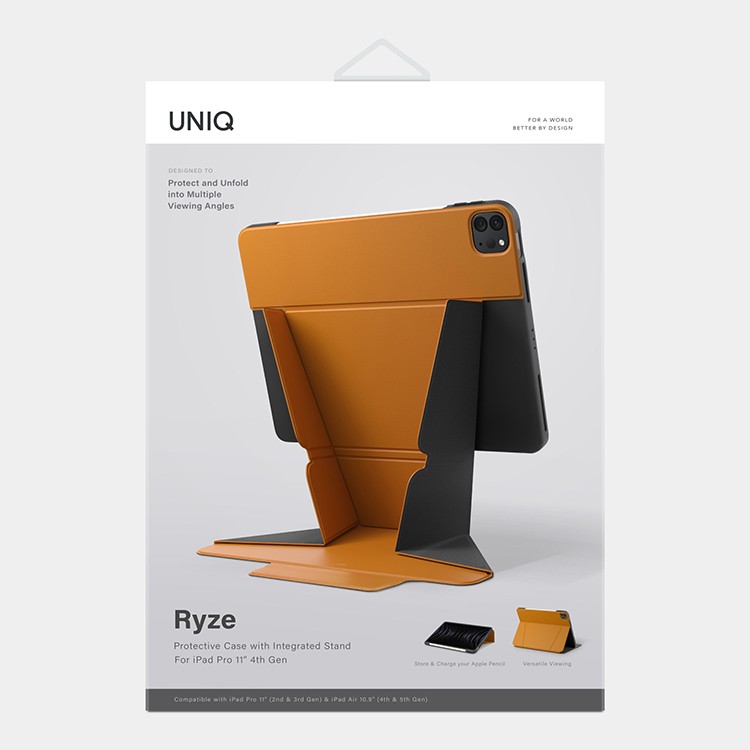 Чехол UNIQ Ryze Protect and Unfold into Multiple для iPad Pro 11 / Air 4 (2018-2022), оранжевый, картинка 7