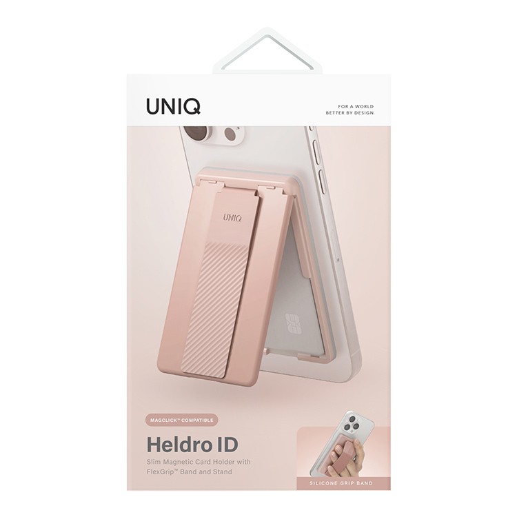 Чехол-бумажник UNIQ Herdo ID with Grip-Band and Stand, Blush Pink, картинка 4