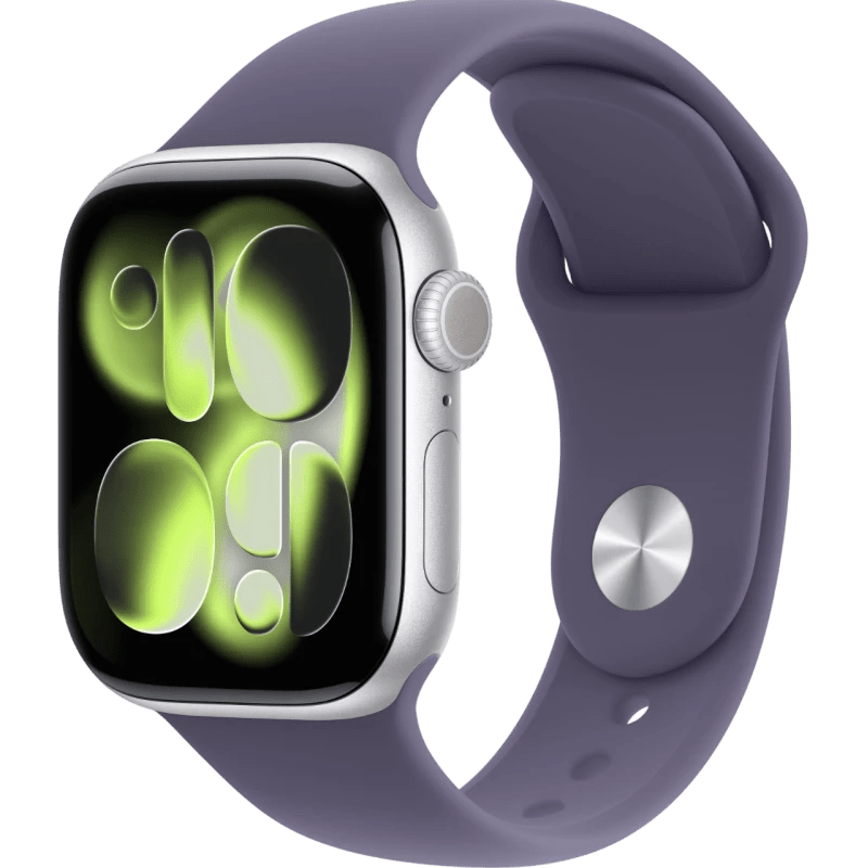 Apple Watch Series 11 GPS 46 мм, алюминий цвета «Silver», спортивный ремешок цвета «Purple Fog»
