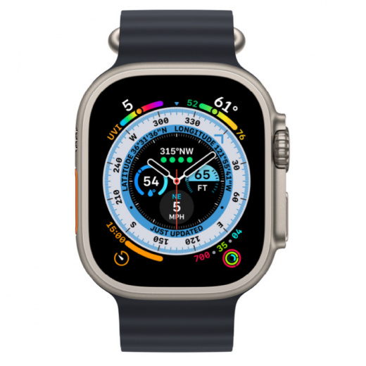 Apple Watch Ultra GPS + Cellular, 49 мм, Titanium, ремешок Ocean цвета «тёмная ночь», картинка 2